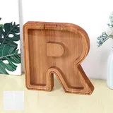 MEDOYOH Groß R Spardose Holz Buchstabe, 23CM/9IN Buchstaben Spardose Holz Alphabet Sparbox Münzen Sparschwein Hochzeit für Erwachsene Geburtstagsgeschenk