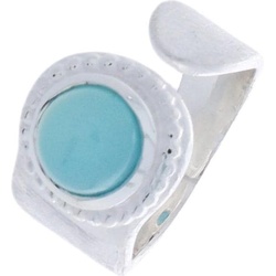 Luxxos, Ring, Ring mit 7 mm Chalcedon blau 925 AG, (52, 925 Silber)
