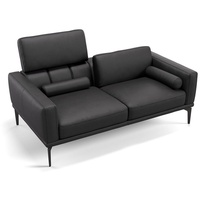 Sofanella 2-Sitzer Leder Salerno, Relaxsofa, Designsofa, Designer Couch, Italienisches Sofa, 2er Sofa schwarz