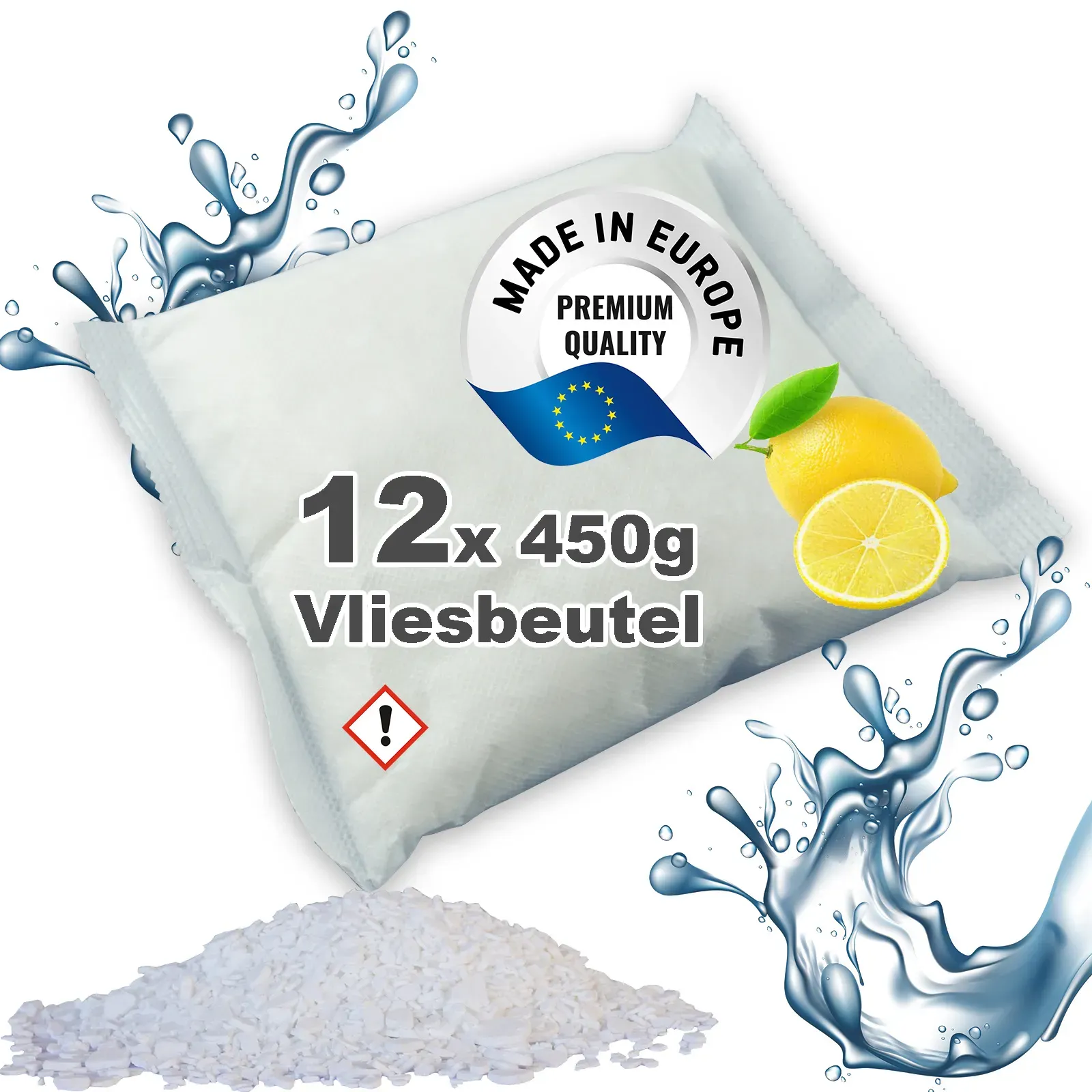 Luftenfeuchter Granulat mit Zitronenduft  Nachfüllpackung 12x 450g Vliesbeutel