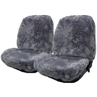 RöKü 2X LAMMFELL-Sitzbezug aus feiner Wolle mit Farbauswahl (Silber)