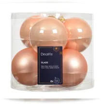 Kaemingk Weihnachtskugeln Glas 8cm 6 Stück - glänzend Christbaumkugeln Weihnachtsbaumkugeln Groß Christbaumschmuck Weihnachtsbaumschmuck Deko Pfirsich Perle