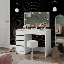 Vicco Schminktisch Thalia Weiß Hochglanz 100 cm mit LED-Beleuchtung und Hocker