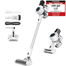 KLAMER Akkustaubsauger, 420 Watt Kabelloser, 1 Akku, Flexibler Handstaubsauger mit verschiedenen Aufsätzen mit LED Licht