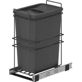 Emuca - Küchenrecyclingbehälter, 35 L, Bodenbefestigung und Handauszug, Anthrazitgrauer Kunststoff