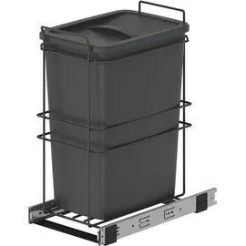 Emuca - Küchenrecyclingbehälter, 35 L, Bodenbefestigung und Handauszug, Anthrazitgrauer Kunststoff