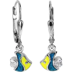 Paar Ohrhänger OSTSEE-SCHMUCK "Ostsee-Schmuck Ohrhänger kleiner Fisch Ohrhänger kleiner Fisch", blau, Ohrringe, Damen, 23 x 7mm, Silber 925 (Sterlingsilber)