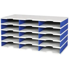Styro Sortierablage Trio 15 Fächer H363xB723xT331mm Polystyrol grau/blau