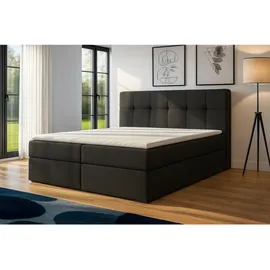 A&J MöbelLand Boxspringbett Dunkelgrau, Textil, H3, 160x200 cm, Schlafzimmer, Betten, Boxspringbetten