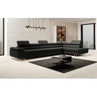 Luxusbetten24 Schlafsofa Designer Sofa Maxi in Kunstleder, mit Schlaffunktion und Stauraum schwarz