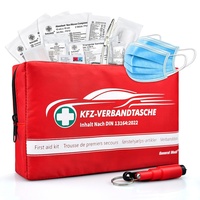 General Medi Erste Hilfe Set - Premium Verbandtasche für Auto, KFZ - Inhalt DIN 13164 (Rot)