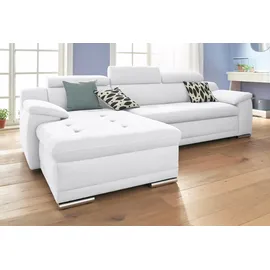 sit&more Ecksofa »Andiamo L-Form«, wahlweise mit Bettfunktion, inklusive Kopfteilverstellung weiß