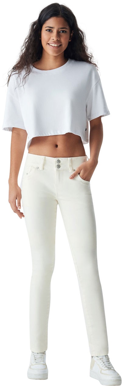 LTB Damen Jeans Molly M Super Slim Fit Super Slim Fit Weiß 53296 Normaler Bund Reißverschluss W 30 L 32