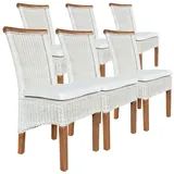 Amagohome Rattanstuhl Esszimmer-Stühle Set Rattanstühle Perth 6 Stück Esstisch Stühle weiß K
