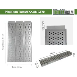 Baumarktplus DREIBREIT by TRUTZHOLM 3-fach Auffahrrampe klappbar Alu 255cm 115 cm Breite 1020kg grau gelocht