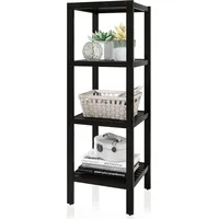 Luxuskollektion Badezimmerregal Bambus 4 Ebenen Organizer Wohnzimmer Schwarz