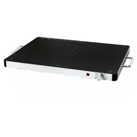 Goplus Elektrische Warmhalteplatte, Wärmeplatte mit 30°C-120°C einstellbare Temperatur, Speisewärmer mit gehärteter Glas & Seitengriffe, Heizplatte Buffetwärmer für Buffets & Partys (L, 61 x 42 x 4 cm)