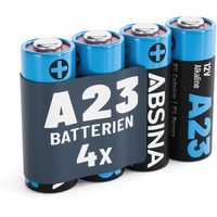 ABSINA 4x Batterie A23 Alkaline Batterien 23A 12V mit langer Haltbarkeit