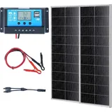 VEVOR 200W Solarpanel 2er-Set 12V monokristallinen Solarmodul plus Laderegler 16,66A Solaranlage Umwandlungsrate von 23 % Kompatibel mit AGM-, GEL-...