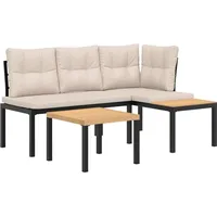 VidaXL Gartenbank-Set 3-tlg. Schwarz Pulverbeschichteter Stahl
