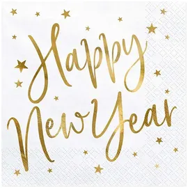 Partydeco SP33-81-008-019ME Papierserviette Papier Gold, Weiß 20 Stück(e)