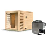 Woodfeeling Karibu Gartensauna Saunahaus Angkor 2 9 kW Bio-Kombiofen inkl. Steuergerät inkl. 8-teiligem gratis Zubehörpaket (Gesamtwert 191,92€)