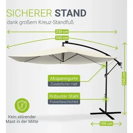 Juskys LED Ampelschirm Brazil Ø 350 cm Creme