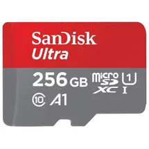 SanDisk microSDHC Ultra 256GB (UHS-1/Cl.10/100MB/s) + Adapter, Tablet (256 GB, microSDHC, UHS-I), Speicherkarte