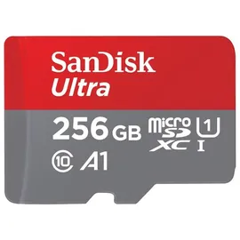 SanDisk microSDHC Ultra 256GB (UHS-1/Cl.10/100MB/s) + Adapter, Tablet (256 GB, microSDHC, UHS-I), Speicherkarte