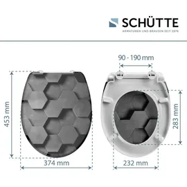 Schütte WC-Sitz Grey Hexagons Duroplast