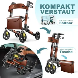 Kesser Leichtgewicht Rollator faltbar mit Sitz Braun