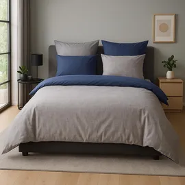 Traumschlaf Mako-Satin Texture Dunkelblau 155 x 200 cm + 80 x 80 cm