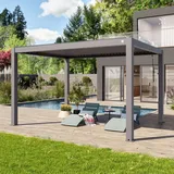 TOOLPORT PRIMEYARD Pergola 3x4 m Aluminium Pfosten mit Lamellendach aus Aluminium graue Terrassenüberdachung