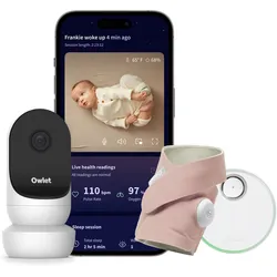 Owlet Dream Sock + Cam 2 - Medizinisch zertifiziertes Baby-Pulsoximeter mit Babyphone 1 St rosa