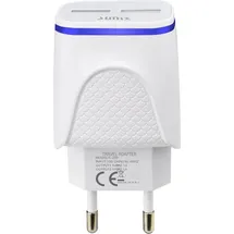 COFI Sunix Netzteil Schnell Ladegerät 2,1A Tragbares 2X USB Dual Port Fast Charge + 1,2m Micro-Usb Kabel Weiß