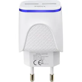 COFI Sunix Netzteil Schnell Ladegerät 2,1A Tragbares 2X USB Dual Port Fast Charge + 1,2m Micro-Usb Kabel Weiß