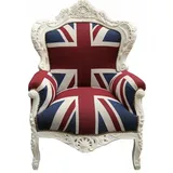 Casa Padrino Barock Sessel King Union Jack / Creme 85 x 85 x H. 120 cm - Barock England Sessel