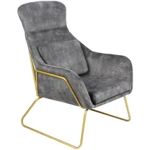 Dynamic24 Relaxsessel Samtvelours Grau Sessel Polstersessel Ohrensessel Loungesessel