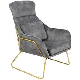 Dynamic24 Relaxsessel Samtvelours Grau Sessel Polstersessel Ohrensessel Loungesessel
