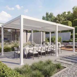 Mendler Pergola MCW-L46 Weiß 11 cm Alu-Gestell 3 x 6 m
