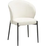 Livetastic Armlehnstuhl Boucle, Weiß, Holz, Metall, Textil, Pappel, Sperrholz, Rundrohr, 55x80x58 cm, Esszimmer, Stühle, Esszimmerstühle, Armlehnenstühle