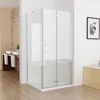 Duschkabine 120x90 Eckeinstieg Dusche 180° Falttür Duschwand mit Seitenwand 92cm nano Glas 195cm Rahmenlos - Miqu