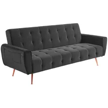 vente-unique Schlafsofa, 3-Sitzer, ausziehbar, Schlafsofa, Velours, Polylani, Anthrazit,