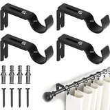 4er Pack Gardinenstangen Halterung,Verstellbar Gardinenstange Halterung,Metall Gardinenstangenhalter,Mit Schrauben,Schwarz,KorrosionsbestäNdig Halterung Gardinenstange