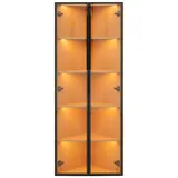 Eckvitrine Glasvitrine 62x35x160 LED Beleuchtung Soft-Close Sicherheitsglas MDF Eiche Eckschrank Vitrinenschrank Eiche