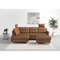 sit&more Ecksofa SIT & MORE "Farö L-Form", braun (cognac), B:251cm H:90cm T:187cm, Sofas, Ecksofa, inklusive Federkern, wahlweise mit Bettfunktion und Bettkasten