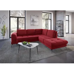 Ecksofa SIT & MORE "Bendigo L-Form", rot, B:258cm H:87cm T:226cm, Sofas, inklusive Sitztiefenverstellung, Bodenfreiheit 15 cm, in 2 Fußfarben