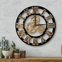 ALEENFOON Uhr Leise Wanduhren, 3D Gear Vintage Industrial Silent Nicht tickend Römischen Ziffern hängende Uhr für Wohnzimmer Küche Ohne Tickgeräusche Innenuhr (50CM, Roman Numerals)