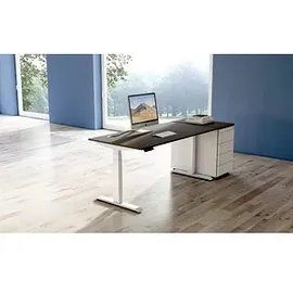 Kerkmann Move 4 elektrisch höhenverstellbarer Schreibtisch anthrazit rechteckig, T-Fuß-Gestell weiß 140,0 x 80,0 cm