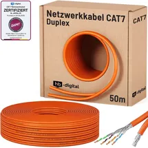 HB-Digital Verlegekabel CAT7 Installationskabel Duplex 50m S/FTP AWG23 LSZH orange